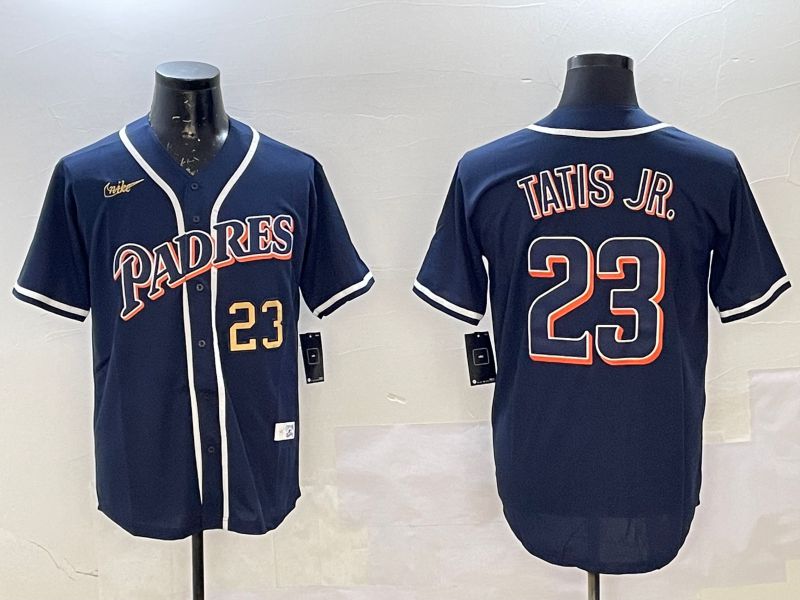 Men San Diego Padres 23 Tatis jr Blue Throwback Game 2025 Nike MLB Jersey style 4